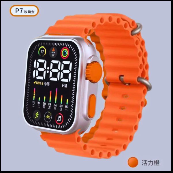 Salicon Digital Display Strap Watch – Available In Orange & Gray Stylish Casual Watch With Box